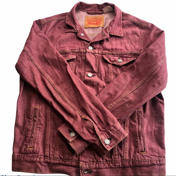 LEVI'S Heathered Burgundy Denim Trucker Jacket M